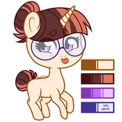 Size: 1448x1448 | Tagged: safe, artist:skyfallfrost, derpibooru import, oc, pony, unicorn, chibi, female, glasses, image, mare, png, reference, simple background, solo, tongue out, transparent background