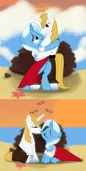 Size: 602x1196 | Tagged: safe, artist:evil-dec0y, derpibooru import, edit, prince blueblood, trixie, pony, bluetrix, cropped, female, image, kissing, male, png, shipping, straight, the little mermaid