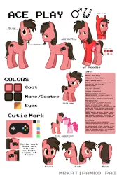 Size: 3543x5315 | Tagged: safe, artist:mrkat7214, derpibooru import, pinkie pie, oc, oc:ace play, earth pony, pony, clothes, colt, facial hair, goatee, hoodie, image, male, plushie, png, reference sheet, semi-transparent, semi-transparent background, stallion, vector, younger