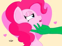 Size: 4098x3072 | Tagged: safe, artist:datzigga, derpibooru import, pinkie pie, oc, oc:anon, earth pony, human, pony, bedroom eyes, cute, diapinkes, heart, image, implied anon, lips, png