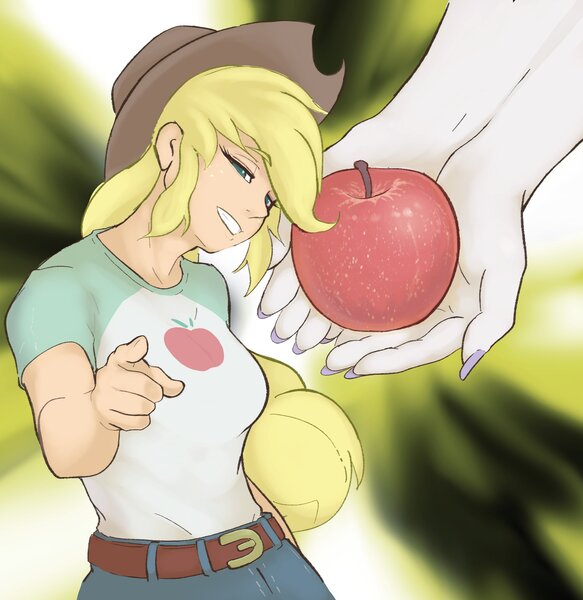 Size: 1990x2048 | Tagged: safe, artist:noupu, derpibooru import, applejack, rarity, equestria girls, image, jojo reference, jpeg, looking at you, offscreen character, solo
