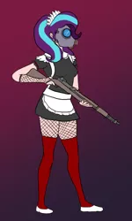 Size: 800x1337 | Tagged: safe, artist:slamjam, derpibooru import, starlight glimmer, clothes, gas mask, image, jpeg, m1 garand, maid, mask