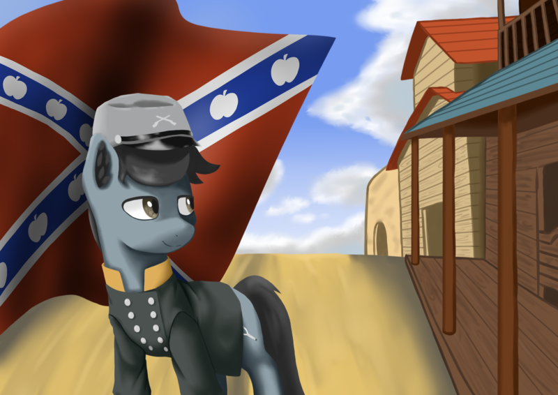 Size: 3508x2480 | Tagged: safe, artist:闪电_lightning, derpibooru import, oc, oc:kanter lee, equestria at war mod, confederate, confederate flag, image, png