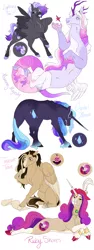 Size: 1200x3200 | Tagged: safe, artist:arexstar, derpibooru import, oc, oc:crystal mourn, oc:lightning trail, oc:morning majesty, oc:ruby shores, oc:treasure trove, unofficial characters only, draconequus, pegasus, pony, unicorn, image, interspecies offspring, offspring, parent:captain hoofbeard, parent:daring do, parent:discord, parent:doctor caballeron, parent:rarity, parent:rolling thunder, parent:thunderlane, parent:tree of harmony, parents:daballeron, parents:double thunder, parents:hopebra, parents:treecord, png, simple background, white background