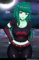 Size: 1055x1605 | Tagged: safe, artist:clouddg, derpibooru import, wallflower blush, equestria girls, belly button, big breasts, breasts, busty wallflower blush, cleavage, clothes, evening gloves, fingerless elbow gloves, fingerless gloves, gloves, image, long gloves, looking at you, midriff, png, smiling, smiling at you