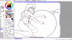 Size: 1438x809 | Tagged: suggestive, artist:superiorinfamea, derpibooru import, sunset shimmer, equestria girls, belly button, bikini, breasts, busty sunset shimmer, christmas, christmas ornament, clothes, decoration, female, holiday, image, jpeg, kneeling, lineart, ornament, ribbon, simple background, solo, solo female, swimsuit, white background