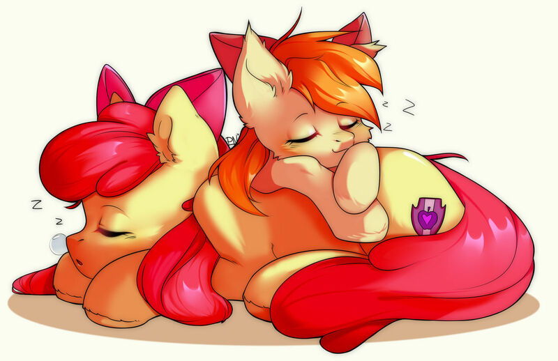 Size: 1280x829 | Tagged: safe, artist:pledus, derpibooru import, apple bloom, oc, image, jpeg, simple background, sleeping, white background