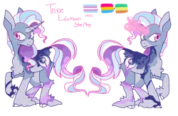 Size: 1280x836 | Tagged: safe, artist:h0oty, derpibooru import, trixie, alternate design, alternate universe, headcanon, image, lgbt headcanon, mouthpiece, pansexual, png, politics, transgender, twitterina design