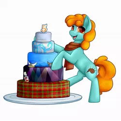 Size: 1365x1365 | Tagged: artist needed, safe, derpibooru import, oc, oc:nessie (bronyscot), bronyscot, cake, food, image, jpeg, mascot, solo