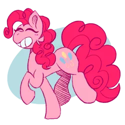 Size: 1024x1024 | Tagged: safe, artist:yourrdazzle, derpibooru import, pinkie pie, earth pony, pony, eyes closed, grin, image, png, ponk, raised hoof, simple background, smiling, solo, transparent background