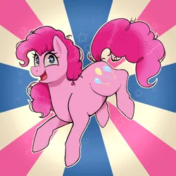 Size: 1400x1400 | Tagged: safe, artist:beyhr, edit, editor:unofficial edits thread, pinkie pie, pony, abstract background, cute, female, happy, image, looking at you, mare, png, solo