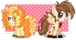 Size: 4933x2599 | Tagged: safe, artist:maiii-san, derpibooru import, oc, unofficial characters only, pegasus, pony, unicorn, colt, female, filly, freckles, grin, horn, image, male, parent:adagio dazzle, pegasus oc, png, simple background, smiling, spread wings, transparent background, unicorn oc, unshorn fetlocks, wings
