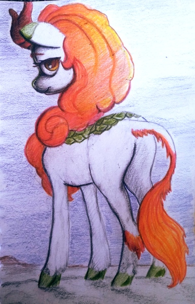 Size: 2305x3592 | Tagged: safe, artist:ponsce, derpibooru import, autumn blaze, kirin, image, jpeg, solo, traditional art