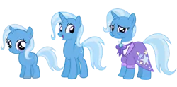 Size: 1280x632 | Tagged: safe, artist:blackm3sh, artist:kuren247, artist:media1997, derpibooru import, trixie, pony, the last problem, age progression, clothes, female, filly, filly trixie, image, looking at you, older, older trixie, png, self paradox, vector, younger