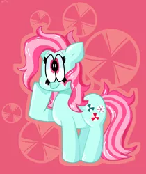 Size: 1774x2112 | Tagged: safe, artist:spritecranbirdie, derpibooru import, minty, earth pony, pony, blushing, cutie mark, female, image, mare, peppermint, pink mane, pink tail, png, solo