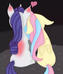Size: 400x468 | Tagged: safe, artist:artiststr, derpibooru import, fluttershy, rarity, pegasus, pony, unicorn, fallout equestria, ashes town, fallout, female, flarity, grass, heart, image, lesbian, love, mare, ministry mares, ministry of image, ministry of peace, pink cloud (fo:e), png, prosthetics, shipping, sitting