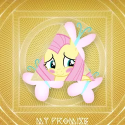 Size: 2400x2400 | Tagged: safe, artist:wooshy, derpibooru import, fluttershy, pegasus, pony, abstract background, blushing, bust, cutie mark, earth wind & fire, female, high res, image, mare, png, portrait, smiling, solo