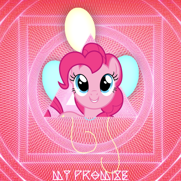 Size: 2400x2400 | Tagged: safe, artist:wooshy, derpibooru import, pinkie pie, earth pony, abstract background, bust, cutie mark, earth wind & fire, image, png, portrait