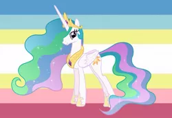 Size: 1117x768 | Tagged: safe, derpibooru import, edit, princess celestia, alicorn, pony, celestia is a foal fiddler, crown, cutie mark, ethereal mane, female, fetish, image, implied foalcon, jewelry, jpeg, maps pride flag, pedophile, pride flag, regalia, smiling, solo, starry mane, underage, vector