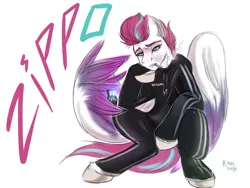 Size: 1024x768 | Tagged: safe, artist:raychelrage, derpibooru import, zipp storm, pegasus, pony, amogus, among us, cigarette, clothes, feather, female, g5, gopnik, hoodie, image, lighter, mare, meme, pants, png, signature, simple background, smoking, solo, spread wings, sweater, text, tracksuit, white background, wing hands, wings