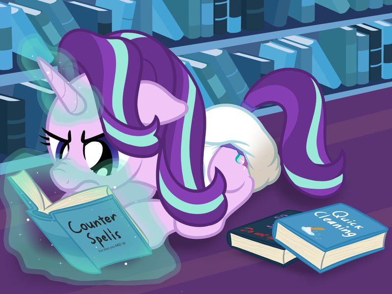 Size: 2000x1500 | Tagged: questionable, alternate version, artist:nitei, derpibooru import, starlight glimmer, pony, unicorn, angry, book, cute, diaper, diaper fetish, female, fetish, image, madorable, magic, messy diaper, non-baby in diaper, png, show accurate, solo, telekinesis, used diaper