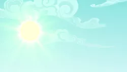 Size: 1280x720 | Tagged: safe, derpibooru import, screencap, dungeons and discords, background, cloud, image, no pony, png, scenic ponyville, sky, sun