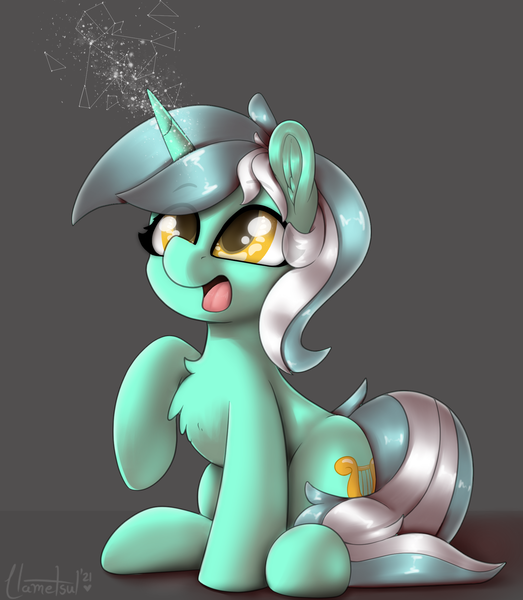 Size: 1744x2000 | Tagged: safe, artist:llametsul, derpibooru import, lyra heartstrings, pony, unicorn, atg 2021, chest fluff, constellation, cutie mark, ear fluff, eye clipping through hair, eyebrows, eyebrows visible through hair, female, happy, image, looking up, magic, mare, newbie artist training grounds, open mouth, open smile, png, signature, simple background, smiling, solo