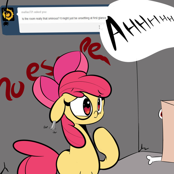 Size: 1280x1280 | Tagged: safe, artist:turtlefarminguy, derpibooru import, apple bloom, pony, female, filly, image, jpeg, solo, speech bubble, tumblr