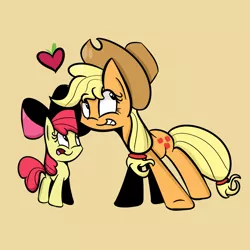 Size: 1280x1280 | Tagged: safe, artist:turtlefarminguy, derpibooru import, apple bloom, applejack, pony, female, filly, heart, image, mare, png, siblings, sisters