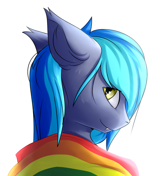 Size: 1500x1600 | Tagged: safe, artist:snowstormbat, derpibooru import, oc, oc:midnight snowstorm, bat pony, pony, image, male, png, pride flag, pride month, rainbow flag, solo, stallion