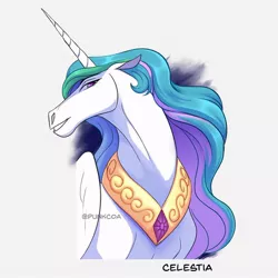 Size: 1080x1080 | Tagged: safe, alternate version, artist:punkypants, derpibooru import, princess celestia, alicorn, pony, bust, female, horn, image, jpeg, mare, missing accessory, peytral, smiling, solo, wings