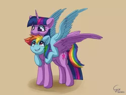 Size: 1600x1200 | Tagged: safe, artist:cyonixcymatro, derpibooru import, rainbow dash, twilight sparkle, alicorn, pegasus, female, image, jpeg, lesbian, shipping, simple background, twidash