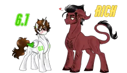 Size: 2262x1305 | Tagged: safe, artist:jvartes6112, derpibooru import, oc, unofficial characters only, alicorn, earth pony, pony, alicorn oc, blushing, earth pony oc, gay, heart, horn, image, leonine tail, male, png, stallion, two toned wings, unshorn fetlocks, wings