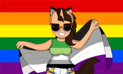 Size: 3332x2032 | Tagged: suggestive, artist:lynnthenerdkitty, derpibooru import, oc, oc:small brooke, anthro, pony, unicorn, aromantic pride flag, asexual pride flag, diaper, diaper fetish, fetish, image, png, pride, pride flag, pride month