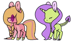 Size: 533x306 | Tagged: safe, artist:mrs-jiggly, derpibooru import, oc, unofficial characters only, dracony, earth pony, hybrid, pony, base used, duo, glasses, horn, image, interspecies offspring, offspring, parent:big macintosh, parent:cheerilee, parent:rarity, parent:spike, parents:cheerimac, parents:sparity, png, simple background, transparent background, unshorn fetlocks