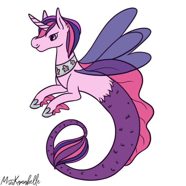 Size: 2000x2000 | Tagged: safe, artist:misskanabelle, derpibooru import, oc, unofficial characters only, seapony (g4), horn, image, magical lesbian spawn, male, offspring, parent:princess cadance, parents:twidance, parent:twilight sparkle, png, signature, simple background, transparent background