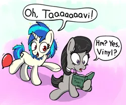 Size: 1280x1066 | Tagged: safe, artist:ebbysharp, derpibooru import, octavia melody, vinyl scratch, earth pony, pony, unicorn, bad idea, balloon, book, female, image, jpeg, reading, static electricity, this will end in death, this will end in pain, this will end in tears, this will end in tears and/or death