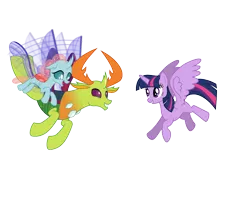 Size: 1280x1024 | Tagged: safe, artist:dashiesparkle, artist:decprincess, derpibooru import, edit, vector edit, ocellus, thorax, twilight sparkle, alicorn, changedling, changeling, changepony, hybrid, alternate universe, father and child, father and daughter, female, flying, husband and wife, image, interspecies offspring, king thorax, male, mother and child, mother and daughter, offspring, parents:twirax, parent:thorax, parent:twilight sparkle, png, shipping, simple background, straight, transparent background, twilight sparkle (alicorn), twirax, vector