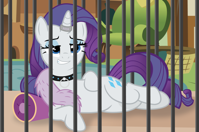 Size: 1976x1320 | Tagged: suggestive, artist:frownfactory, artist:princemars, derpibooru import, edit, editor:princemars, rarity, pony, rarity investigates, bdsm, cage, collar, cute, detective rarity, female, femsub, fluttershy's cottage, horn, horn ring, image, jewelry, magic suppression, mare, png, raribetes, rarisub, ring, seductive, seductive pose, slave, solo, solo female, subdorable, submissive, vector, written equestrian