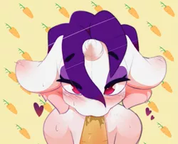 Size: 1111x903 | Tagged: suggestive, anonymous artist, derpibooru import, oc, oc:lapush buns, pony, unicorn, abstract background, carrot, food, heart, image, misleading thumbnail, png, solo