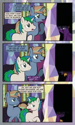 Size: 1920x3169 | Tagged: safe, artist:alexdti, derpibooru import, oc, oc:ale, oc:marco, oc:umberto, unofficial characters only, pegasus, pony, unicorn, comic:quest for friendship, covering, covering eyes, crying, glasses, high res, horn, image, jpeg, male, pegasus oc, stallion, tears of fear, trio, trio male, unicorn oc, wings