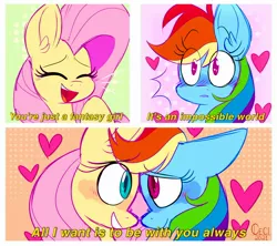 Size: 2048x1819 | Tagged: safe, artist:wutanimations, derpibooru import, fluttershy, rainbow dash, pegasus, pony, female, flutterdash, image, jpeg, lesbian, shipping