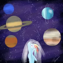 Size: 2000x2000 | Tagged: safe, artist:magnusmagnum, derpibooru import, rainbow dash, pegasus, pony, image, planet, png, solo, space