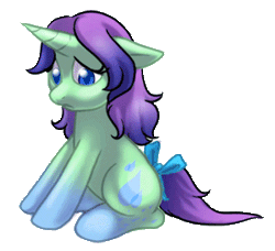 Size: 300x274 | Tagged: safe, artist:scittykitty, derpibooru import, oc, unofficial characters only, pony, unicorn, animated, bow, coat markings, eyelashes, female, frown, gif, horn, image, mare, sad, simple background, socks (coat marking), solo, tail bow, transparent background, unicorn oc