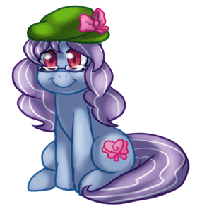 Size: 286x300 | Tagged: safe, artist:scittykitty, derpibooru import, oc, unofficial characters only, earth pony, pony, animated, earth pony oc, female, gif, glasses, hat, image, mare, smiling, solo, swirly eyes