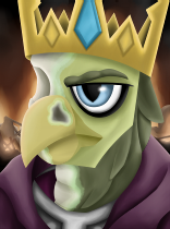 Size: 156x210 | Tagged: safe, derpibooru import, oc, oc:grover ii, unofficial characters only, gryphon, undead, zombie, equestria at war mod, bone, bust, clothes, crown, griffon oc, image, jewelry, magic, png, portrait, regalia, skeleton