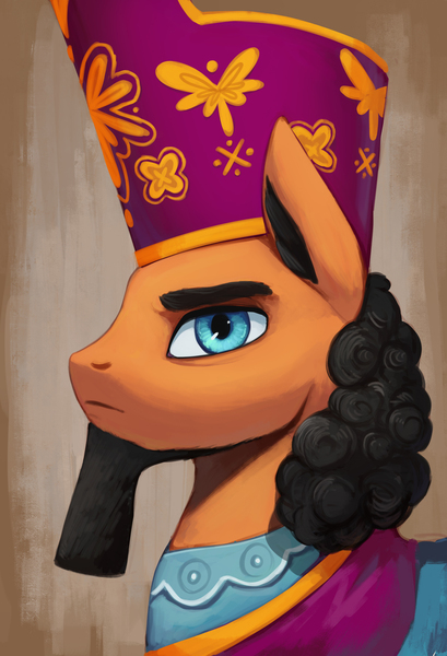 Size: 2679x3927 | Tagged: safe, artist:mrscroup, derpibooru import, duke of maretonia, earth pony, pony, equestria at war mod, bust, clothes, ear fluff, facial hair, hat, image, jewelry, jpeg, portrait, regalia