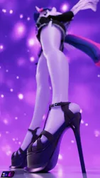 Size: 2160x3840 | Tagged: suggestive, artist:shadowboltsfm, derpibooru import, twilight sparkle, alicorn, anthro, plantigrade anthro, 3d, 4k, blender, breasts, busty twilight sparkle, clothes, dress, evening gloves, feet, female, foot focus, gloves, high heels, image, legs, long gloves, low angle, not sfm, png, sexy, shoes, simple background, standing, stupid sexy twilight, twilight sparkle (alicorn), worm's eye view