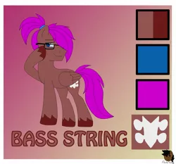 Size: 2135x1994 | Tagged: safe, artist:flawlessvictory20, derpibooru import, oc, oc:bass string, unofficial characters only, glasses, image, jpeg, ponytail, reference sheet, unshorn fetlocks