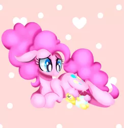 Size: 1300x1338 | Tagged: safe, artist:stacy_165cut, derpibooru import, li'l cheese, pinkie pie, earth pony, pony, the last problem, baby, baby pony, blushing, cute, diaper, diapinkes, female, heart, image, jpeg, li'l cuteese, male, mother and child, mother and son, older, older pinkie pie, simple background, sleeping